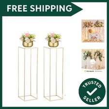 Gold Vase for Wedding Centerpieces: 2 Pcs 100cm Tall Flower Vases Rectangular...