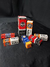 Lot Of 7 Electronic Radio Tubes, Vintage GE, RCA, RAYTHEON In Original Boxes