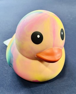 Squeeezy Multicolor Tie Dye Rubber Duck Squeeze Toy Stress Reliever New/Unused