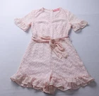 Style State Women's Sheer Floral Embroidered Eyelet Romper EH6 Pink Size 10