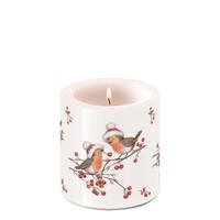 Kerze, Lampionkerze Christmas Robins 9Cm Ambiente | Weihnachten
