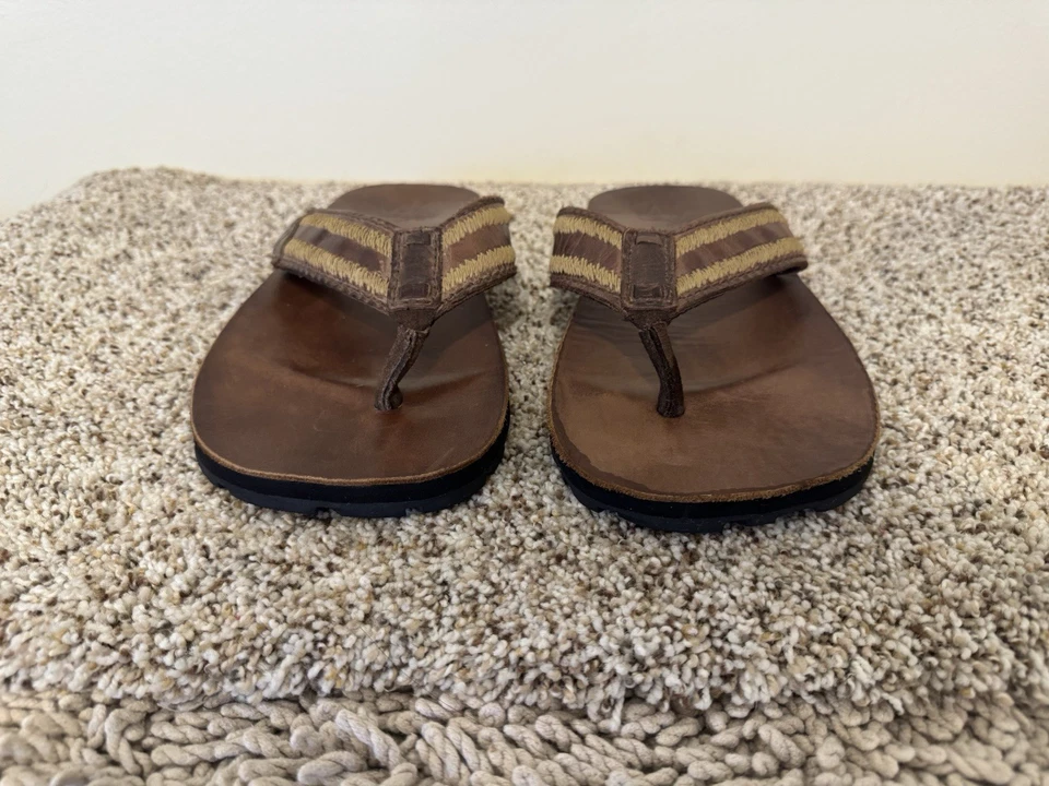 Sandalias chanclas de cuero marrón Abercrombie & Fitch, para hombre talla 12 Foto 3 de 4