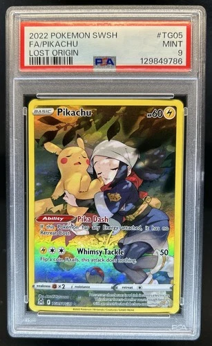 2022 Pokemon SWSH Lost Origin Pikachu Trainer Gallery Full Art #TG05/TG30 PSA 9