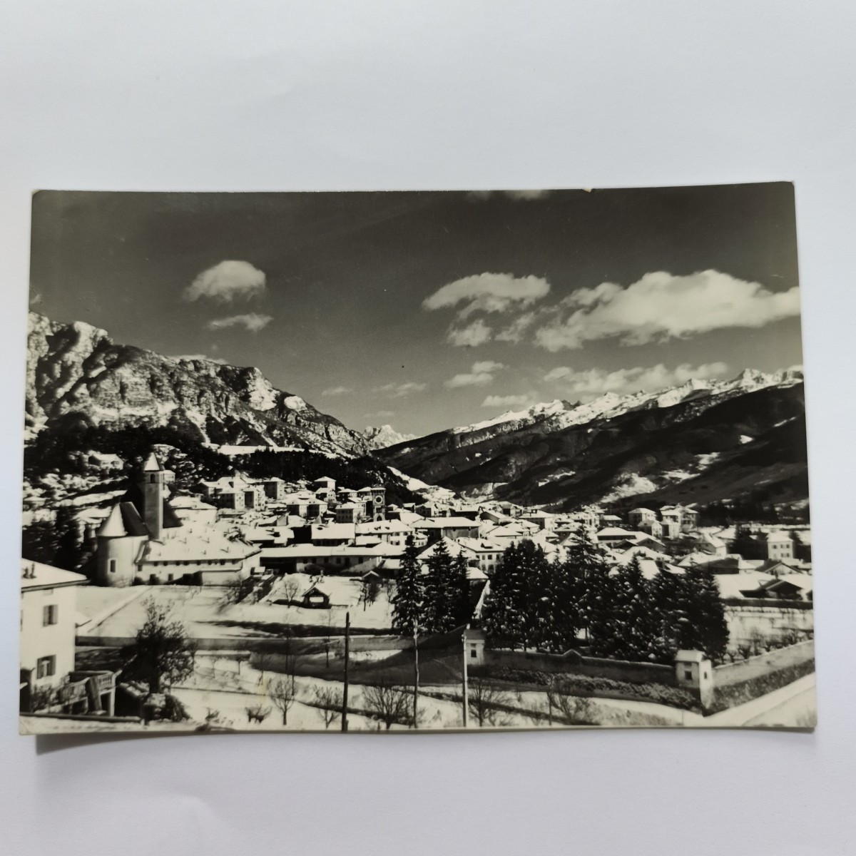CAVALESE PANORAMA  CARTOLINA FORMATO GRANDE SCRITTA BIANCO E NERO  - COLLEZIONE