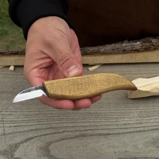 Whittling Knife Hand-Forged Ash Handle Carbon Steel Blade Precision Tool.