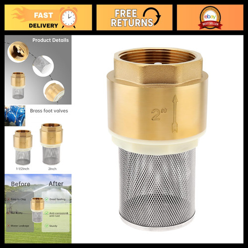2" Foot Valve with Filter - Brass Check Valve for Water Pump, Durable & Reliable