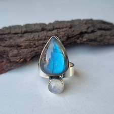 Natural Labradorite Gemstone Ring 925 Sterling Silver Gift For Her Ring PG8859