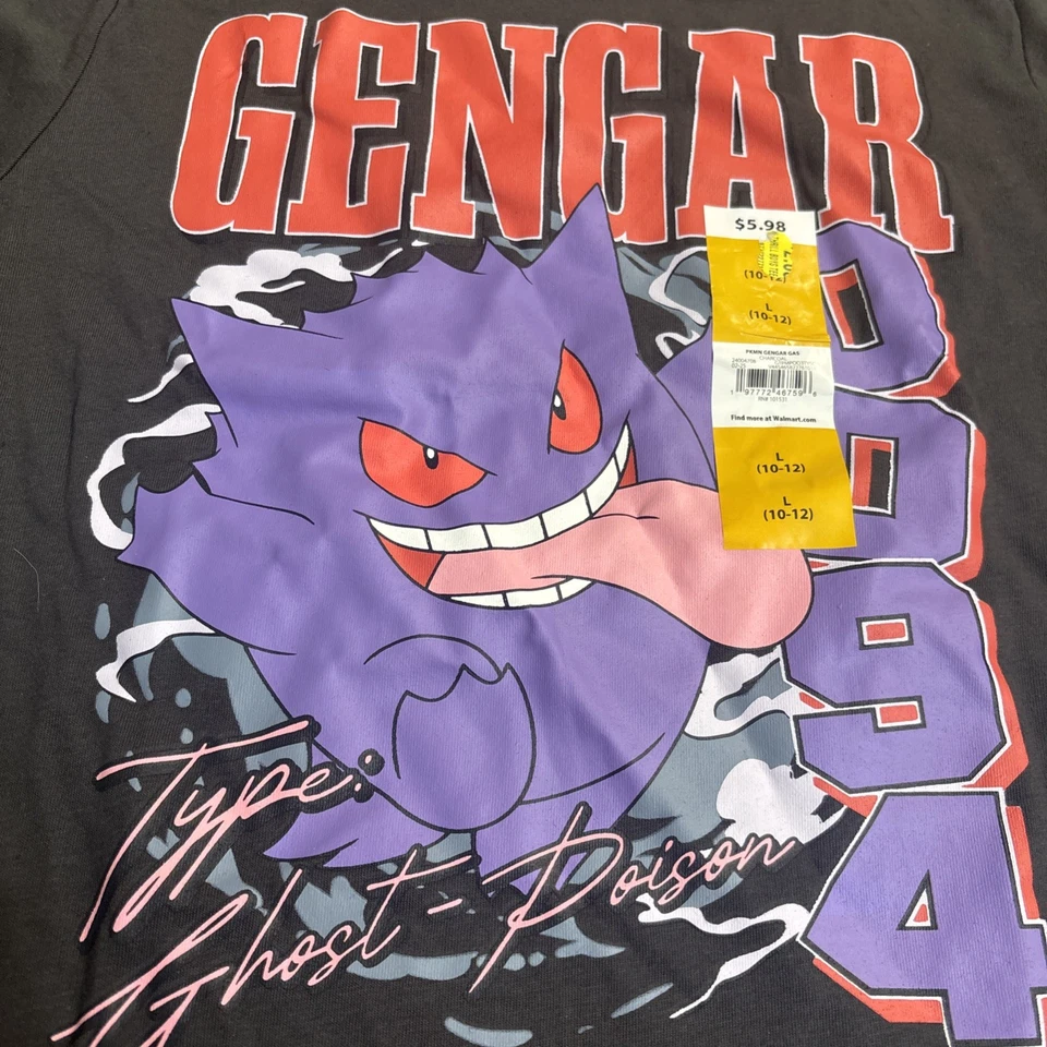 Camiseta negra Pokémon Gengar niños Ss talla grande Foto 3 de 4