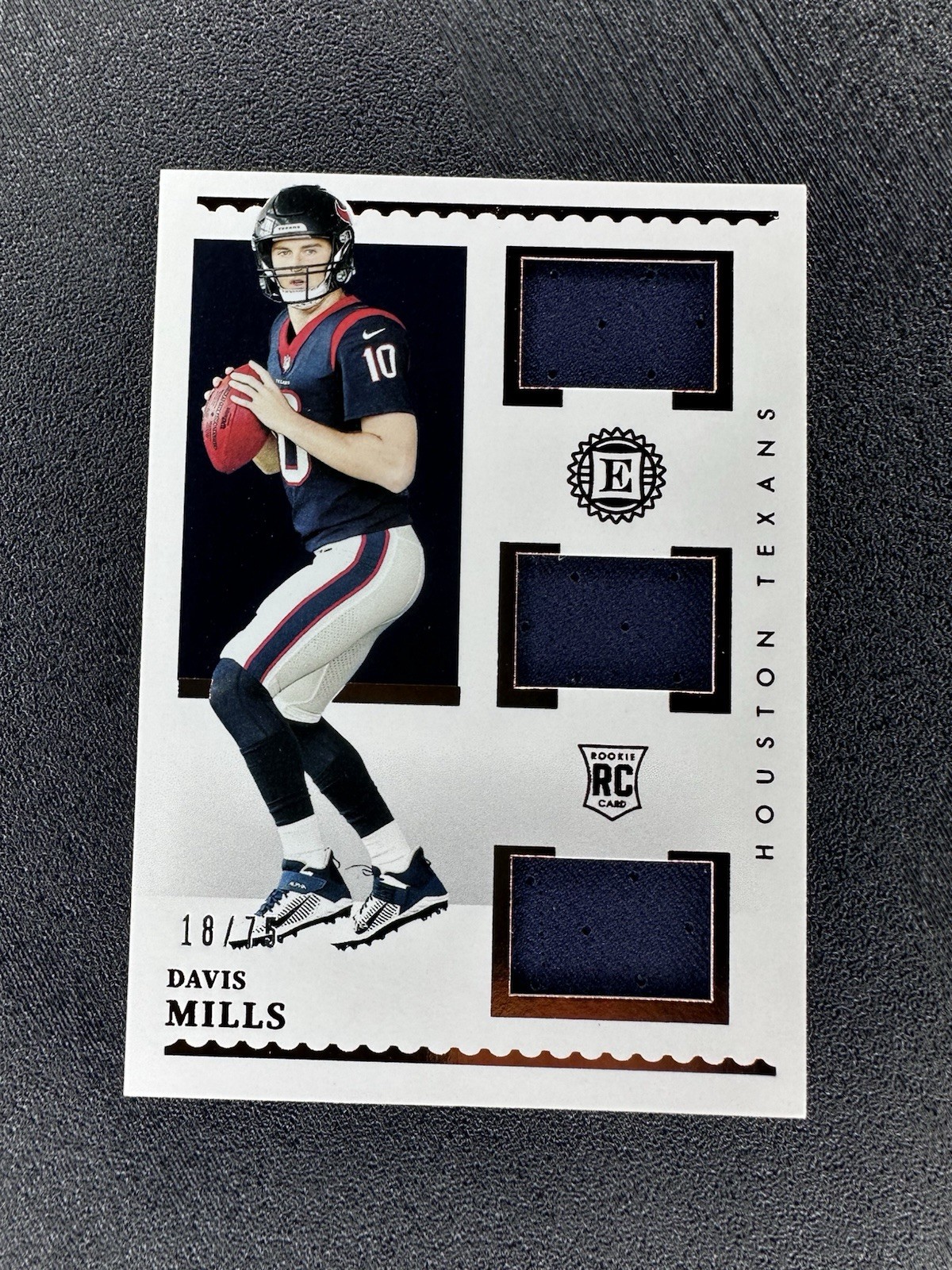 2021 Panini Encased Davis Mills RTM-DM /75 Triple Patch Rookie Memorabilia SSP