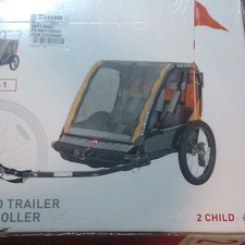 Allen 2-Seat Child Bicycle Trailer w/ Stroller Conversion, Gray/Orange