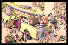 Ansichtskarte Katzen packen das Auto für die...