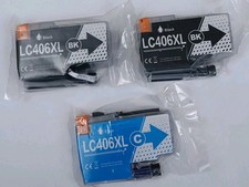 3 Pack Compatible LC 406 XL LC-406XL Extra Capacity Ink 2 Black 1 Cyan