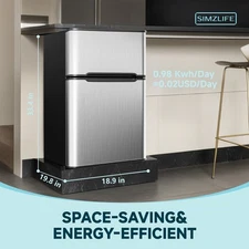 3.2 Cu Ft Two Door Mini Refrigerator with Freezer, Compact Small Fridge