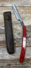 Case XX Usa Red Imp Straight Razor 133 With Leather Slip Sleeve