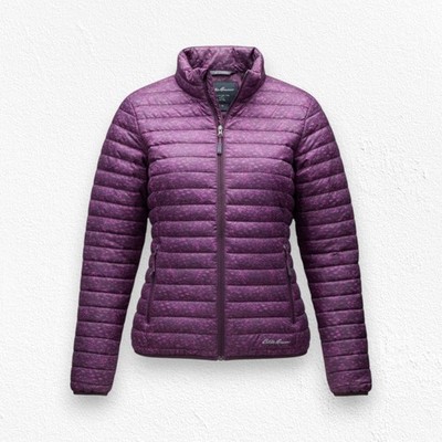 Eddie Bauer Purple Full Zip Down Quilted Mock Neck Puffer Jacket Size Small