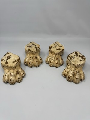Vintage MAC Sculpture Inc Ivory Gilt Lion Paw Sculptured Molds Set Of 4