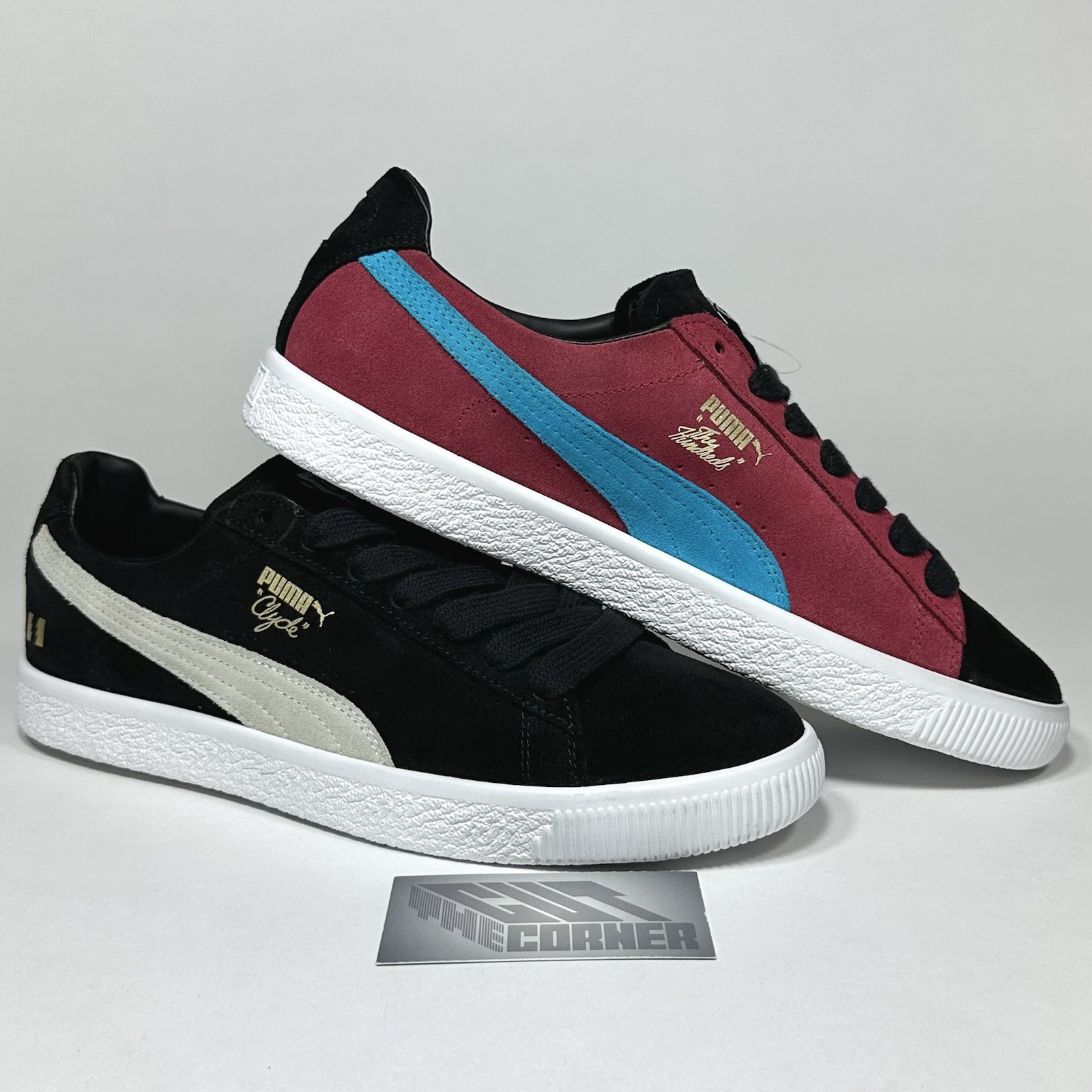 The Hundreds X Puma Clyde Cliques Color Blocking Blk Multi Suede 371383-01 10.5 image 3