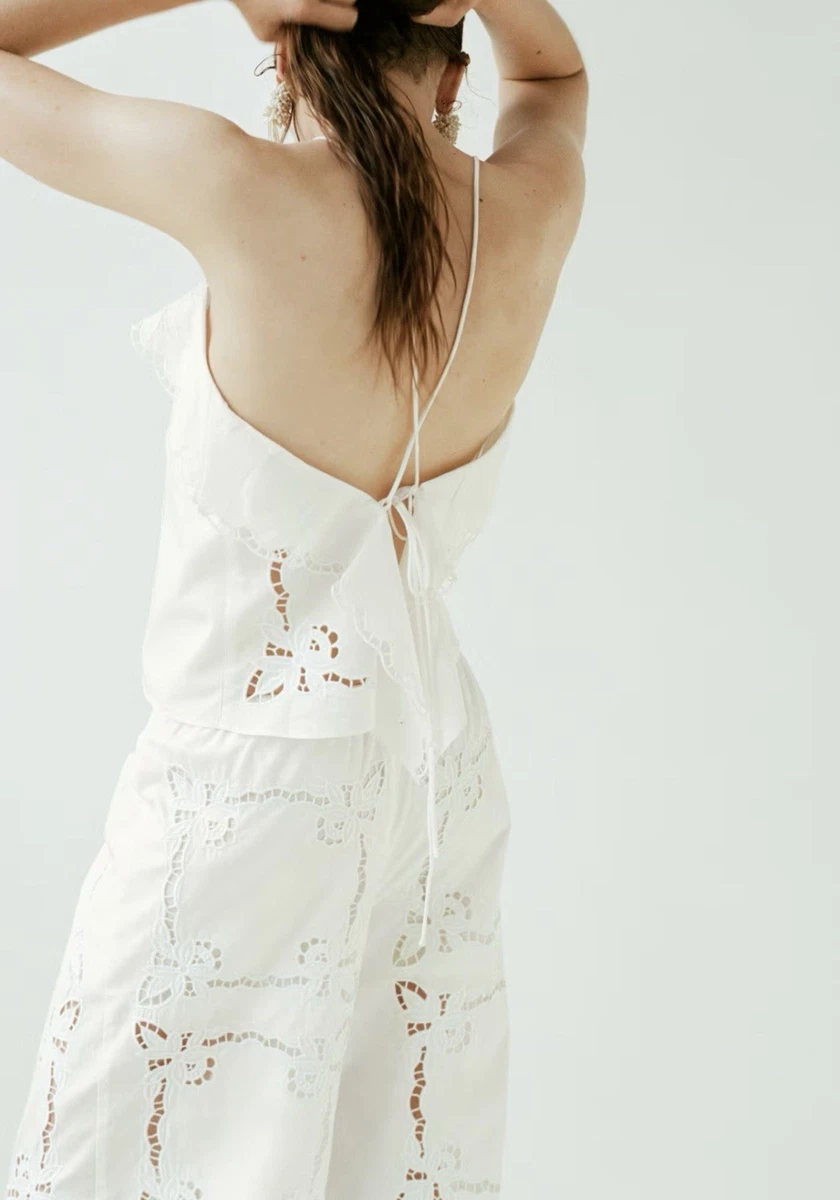 Pantalones para mujer H&M Edition Broderie Anglaise globo (blanco) grandes