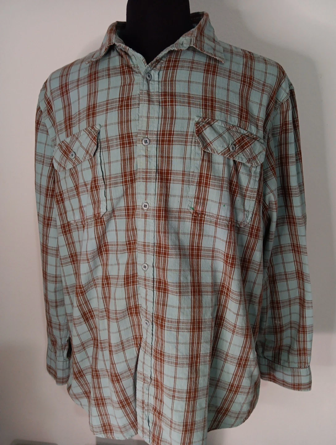 ST JOHN'S BAY OUTDOOR SZ XXL SEA GREEN LS COTTON SHIRT