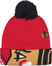Chicago Blackhawks Fan Jacquard Cuffed Pom Knit Hat, Boys 8-20