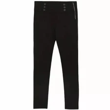 Zara Black Stretch Ponte Knit Legging Size XXL Sailor Buttons Side Zip