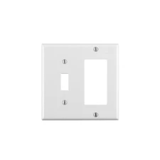 2,Gang Decora/GFCI Wallplate, Thermoset, Standard Size, Durable White Finish
