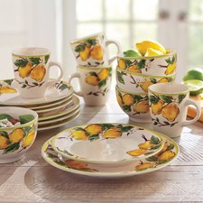 BrylaneHome 16 Piece Lemon Dinnerware Set - Multi