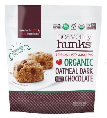 Heavenly Hunks Vegan Cookies 22 Ounce Gluten Free Oatmeal Dark Chocolate Snacks