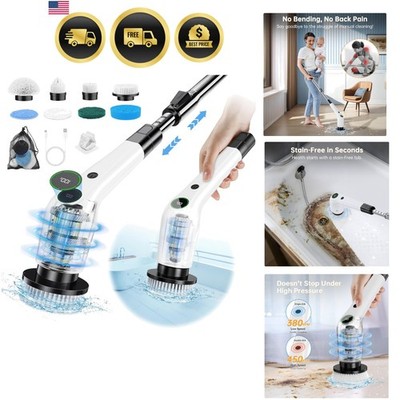 Electric Spin Scrubber, Cordless Shower Scrubber with 8 Scrub Brush, 2 Speed ...