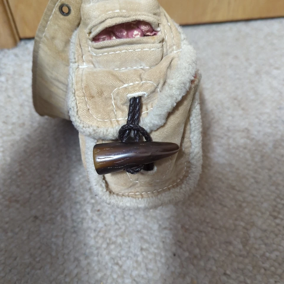 VTG Y2K Gap Womens Hobo Bag Purse Slouchy Tan Retro Sherpa Tote Chunky Toggle - Image 3 of 4