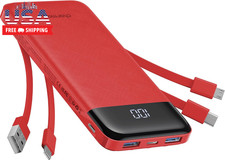 Portable Charger with Reinforced Built-In 4 Cables,10000Mah Power Bank Travel Es