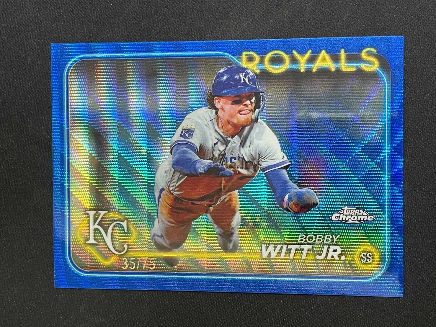 Bobby Witt Jr. 2024 Topps Chrome /75 Blue Wave Refractor #120
