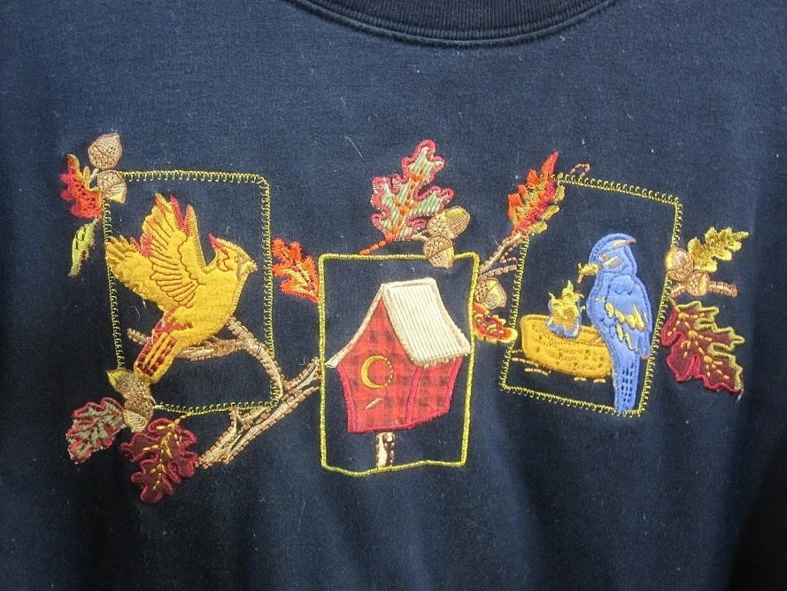 Sudadera vintage Bobbie Brooks azul marino bordada para mujer talla XL Foto 3 de 4