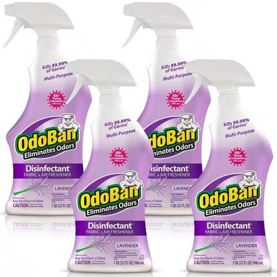 OdoBan 4-Pack Ready-to-Use and Odor Eliminator, 32 Ounce Spray Bottle, Lavender