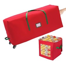 Christmas Tree Storage Bag, 7.5FT Xmas Tree Storage Bag 2 Piece Set Rolling C...