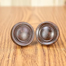 Vintage Deco Radio Knobs 1930s Brown Bakelite 2pc  1/4" Opening w/ Set Screw