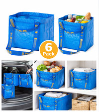 6 x IKEA BRATTBY Aufbewahrungstasche blau 27x27x18,5cm 13,5L wiederverwendbar Tragetasche max 13kg