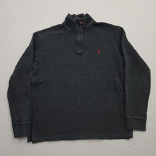 Polo Ralph Lauren Sweater Men Small Gray 1/4 Quarter Zip Knit Mock Neck Pullover