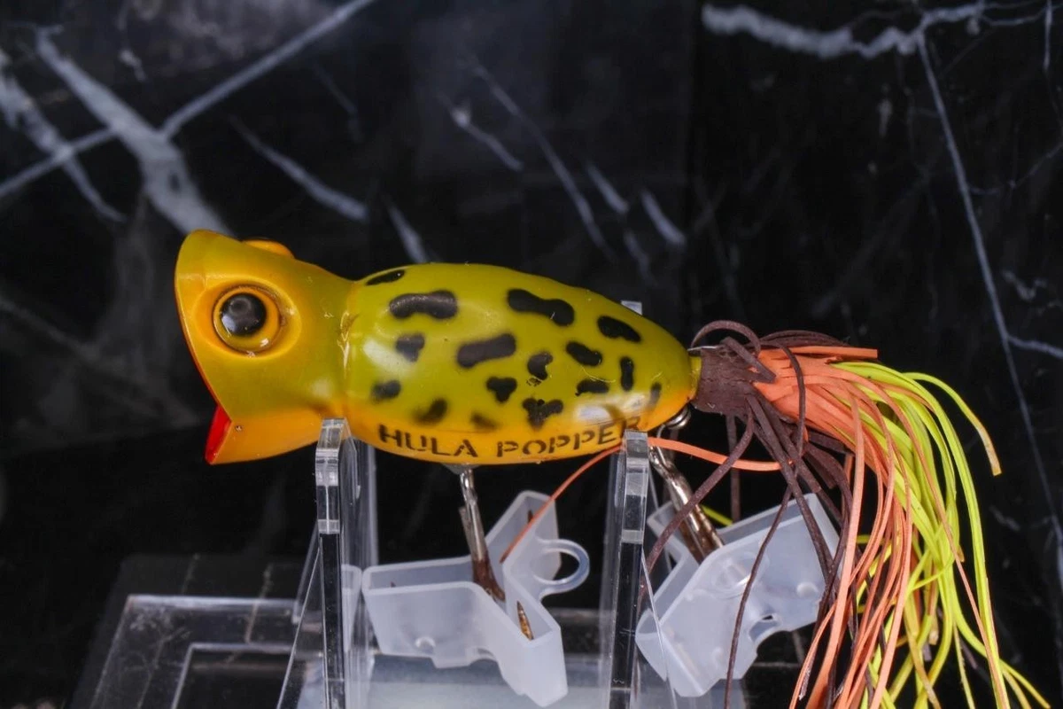 Leurre De Pêche Vintage Fred Arbogast Jitterbug – Noir – Yeux Jaunes – Popper Métal