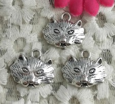 Free Ship 45 pcs Antique silver Cat's head charms 19X17mm H-3399