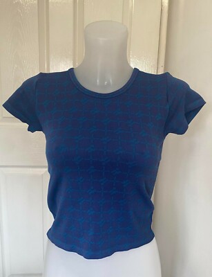 Urban Outfitter iets frans... if Monogram Seamless Short Sleeve Tee Navy Peony L