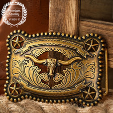 LUXURY BULL Belt Buckle Metal Zinc Alloy Vintage Retro Cowboy Western Premium