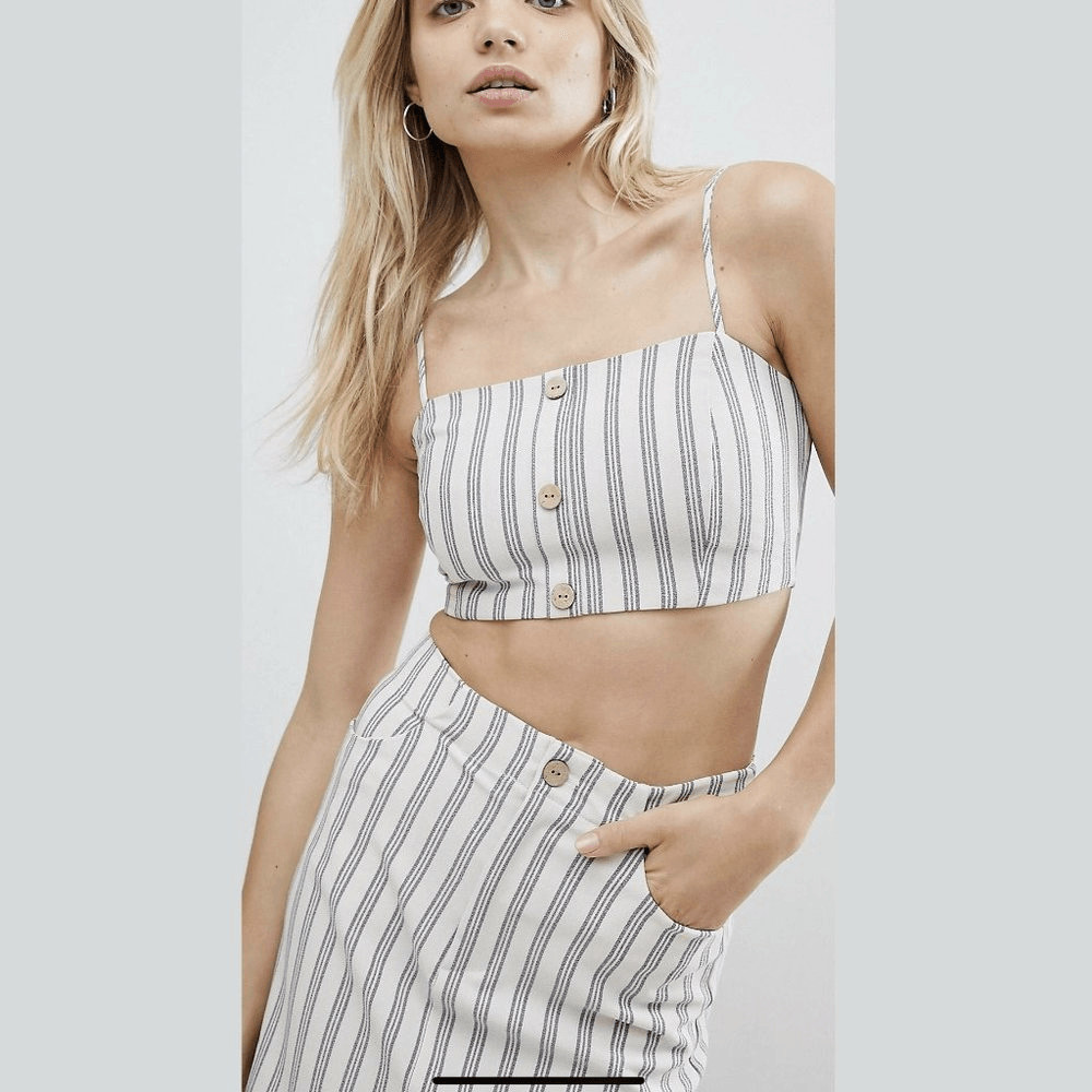 Pull & Bear Button Front Bralette and Skirt Set C… - image 4