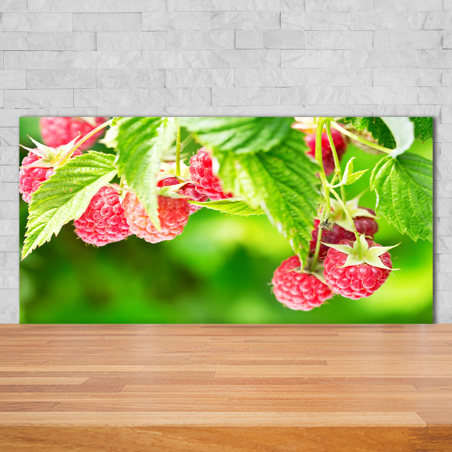 Protector de Cristal Templado Moderno Cocina 140x70 Jardín de frambuesas