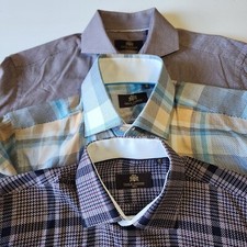 Circle Of Gentlemen Dress Shirt Lot Men 15 38 Spread Collar Plaid Dot Check Loud