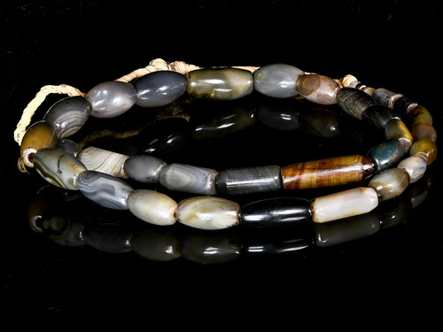 A Strand of Vintage African Trade Gray-Brown Agate Beads 0132