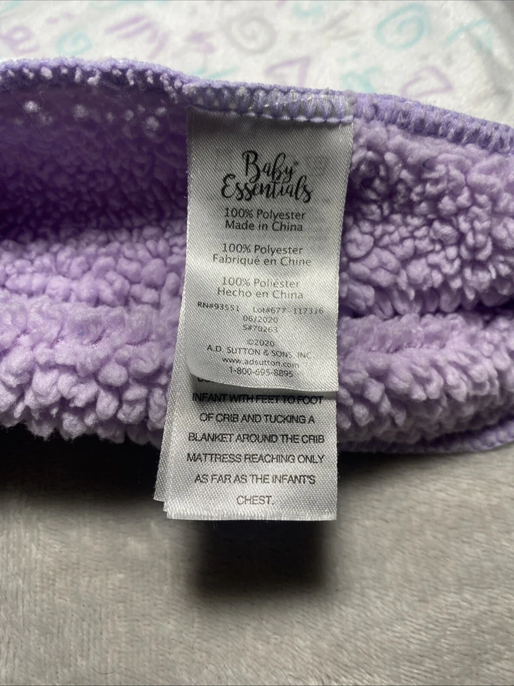 Baby Essentials Blanket White Aqua Scribble Curlicue Heart Plush Purple Sherpa - Imagem 3 de 4