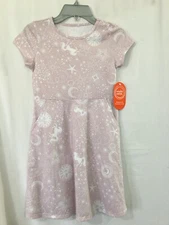 NWT Wonder Nation Unicorn Moon and Stars Dress Girls Play pockets Lilac U Pick
