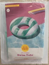 NEW SUN SQUAD INFLATABLE 31" Swim Tube Mint POOL FLOAT Striped
