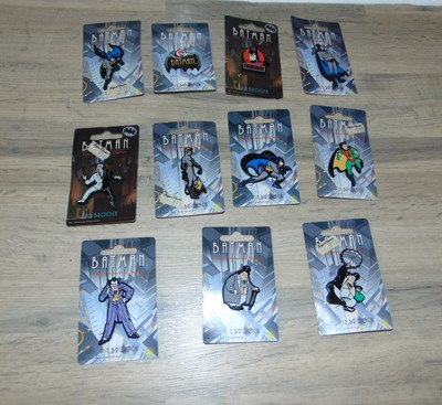BATMAN ''THE ANIMATED SERIES'' ANSTECKNADEL BROSCHE FULL SET JOKER, ROTKEHLCHEN, PINGUIN, ZWEI GESICHTER